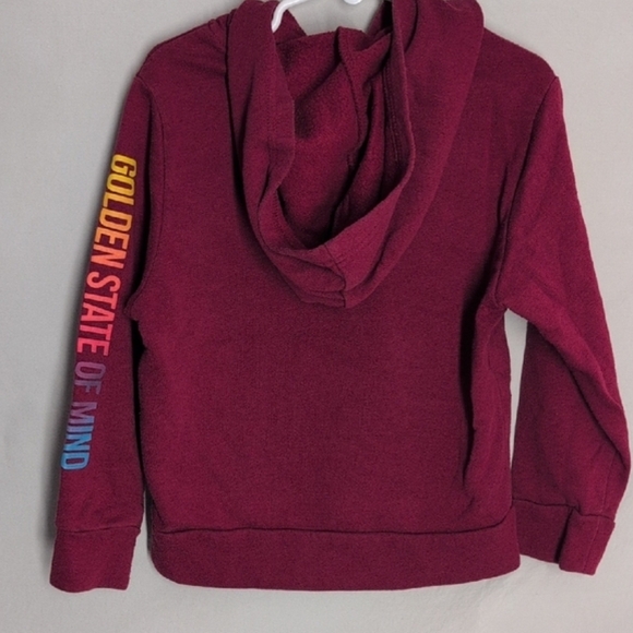 Old Navy Maroon Hoodie with Multicolor Sleeve Design - Picture 2 of 6